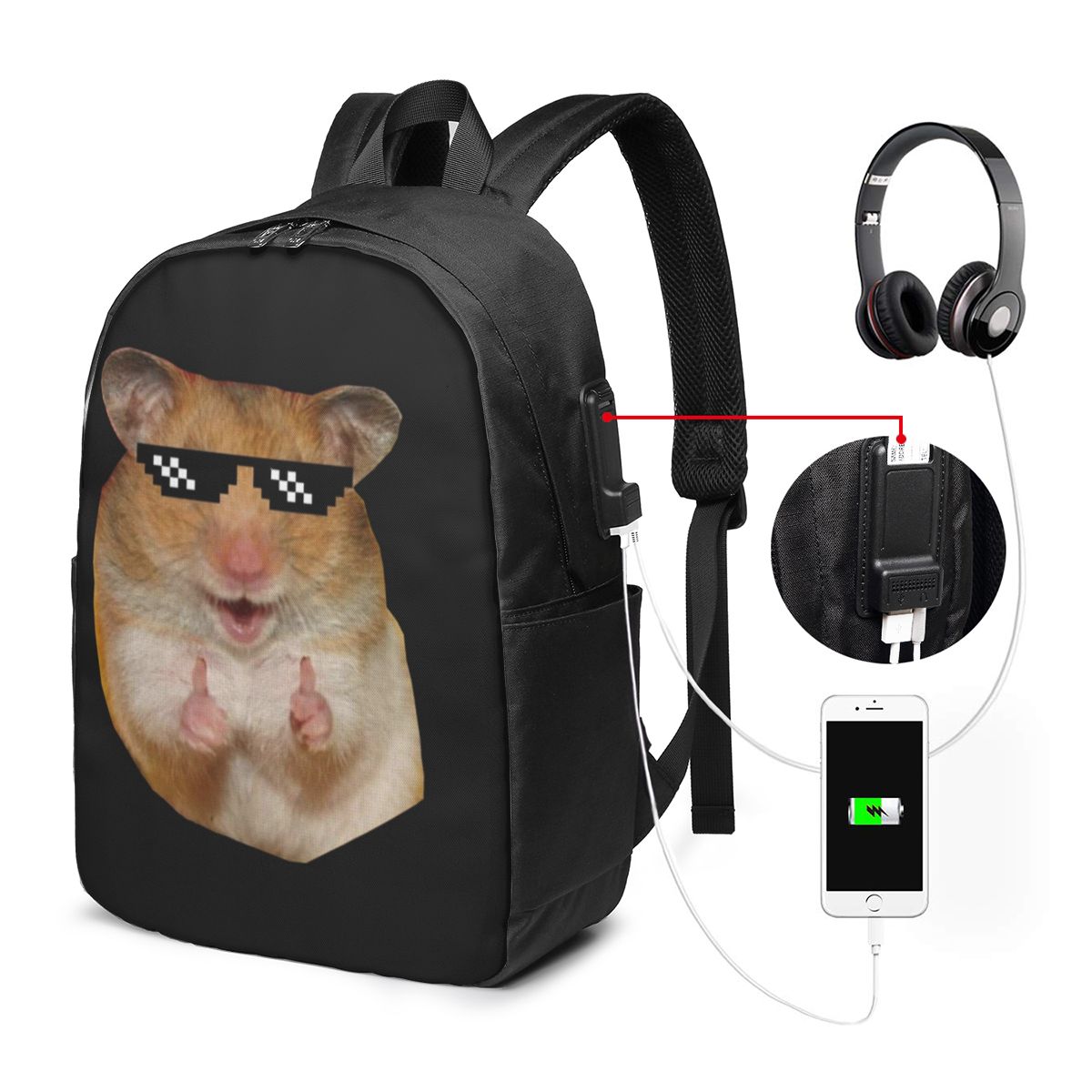 Women'S Bags Travel - Funny Hamster Backpack Travel Notebook Bag