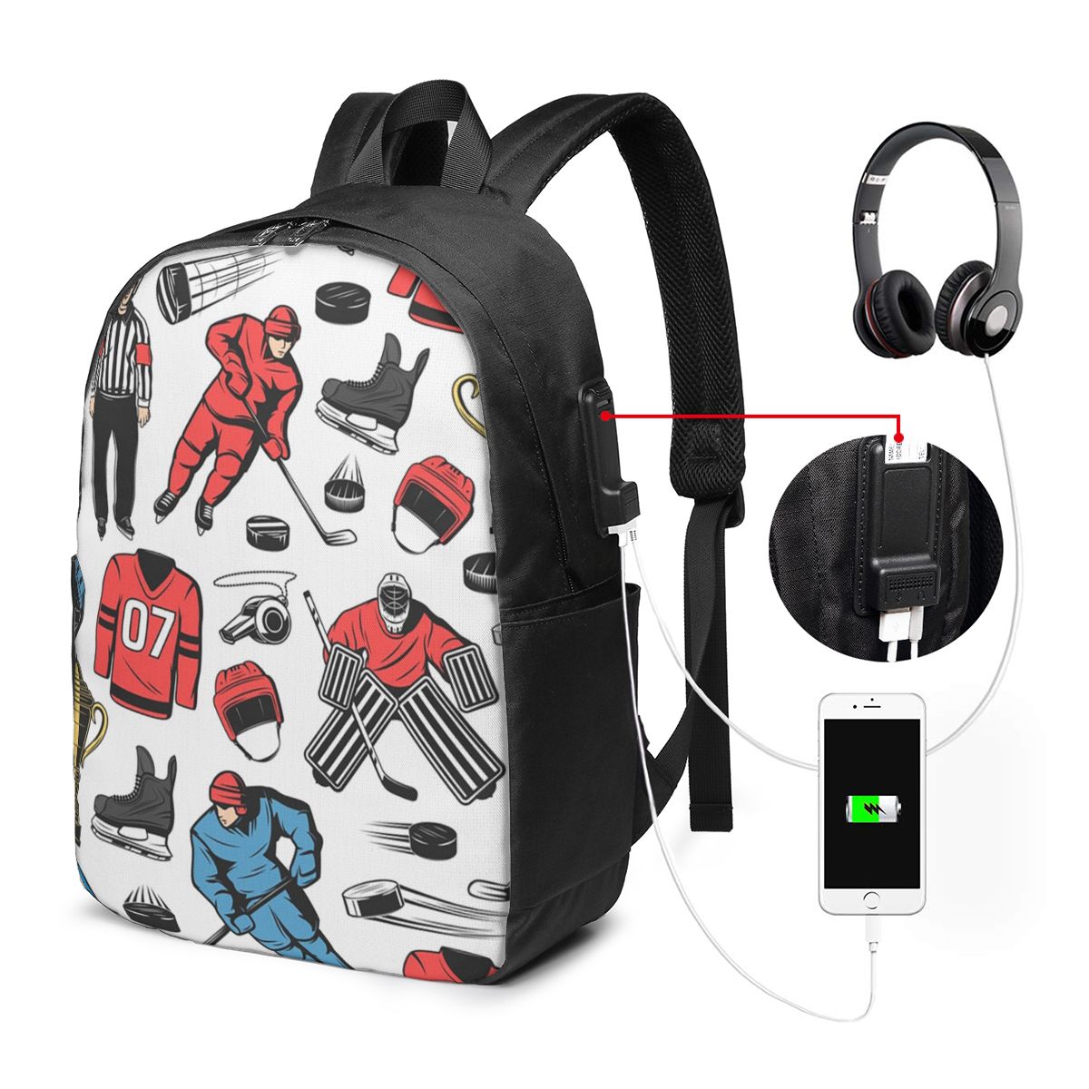 Women'S Bags Travel - Ice Hockey Players On Rink Backpack