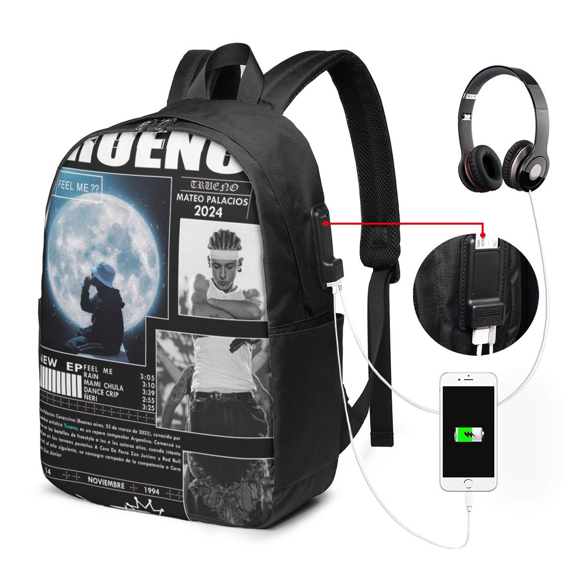 Women'S Bags Travel - Funny Trueno Hip Hop Rapper Backpack