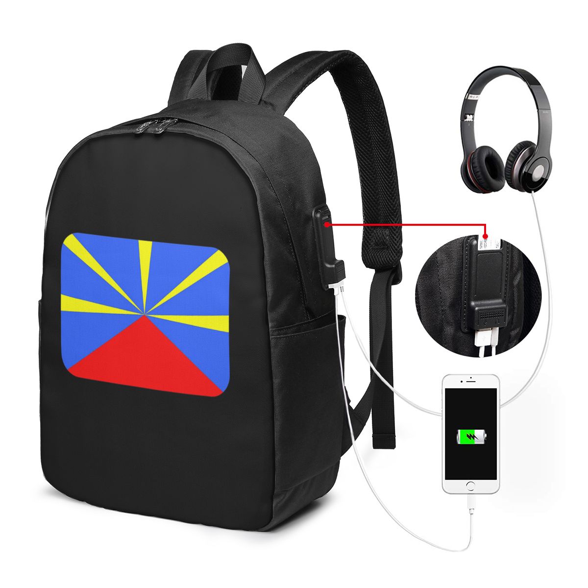 Women'S Bags Travel - 974 Reunion Island Flag Backpack Travel