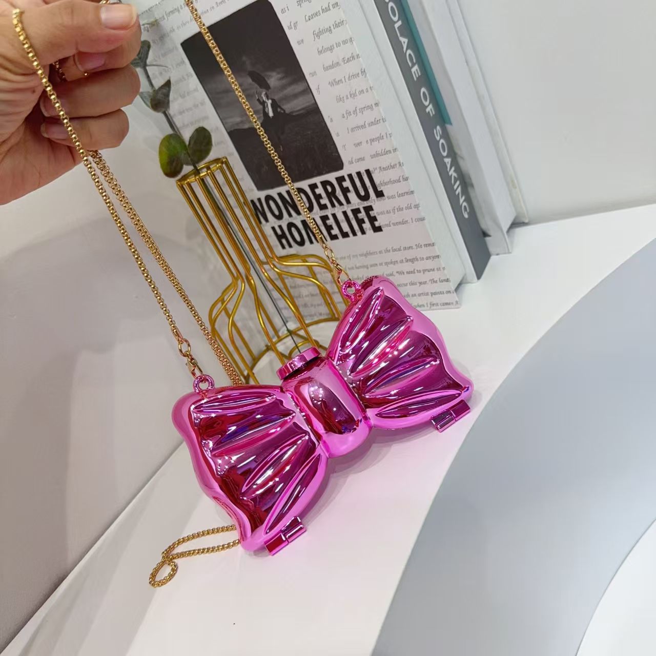 Women Luxury Golden Round Acry - Mini Purse Chain 评论和价格