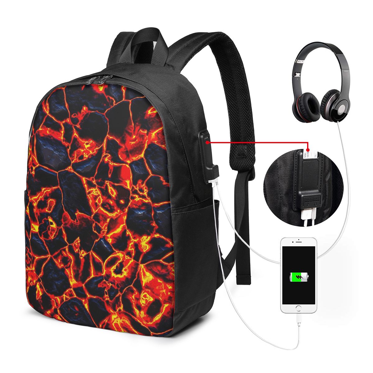 Magma Volcano Lava Fire Backpa - Women'S Bags Travel 评论和价格