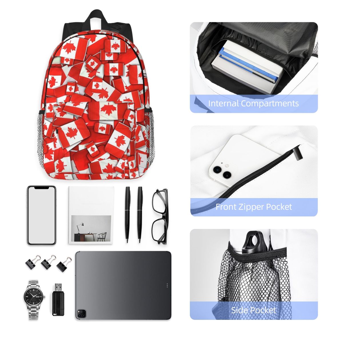 Canada Flag Pattern Backpack H - Women Bags Canada Sale 评论和价格