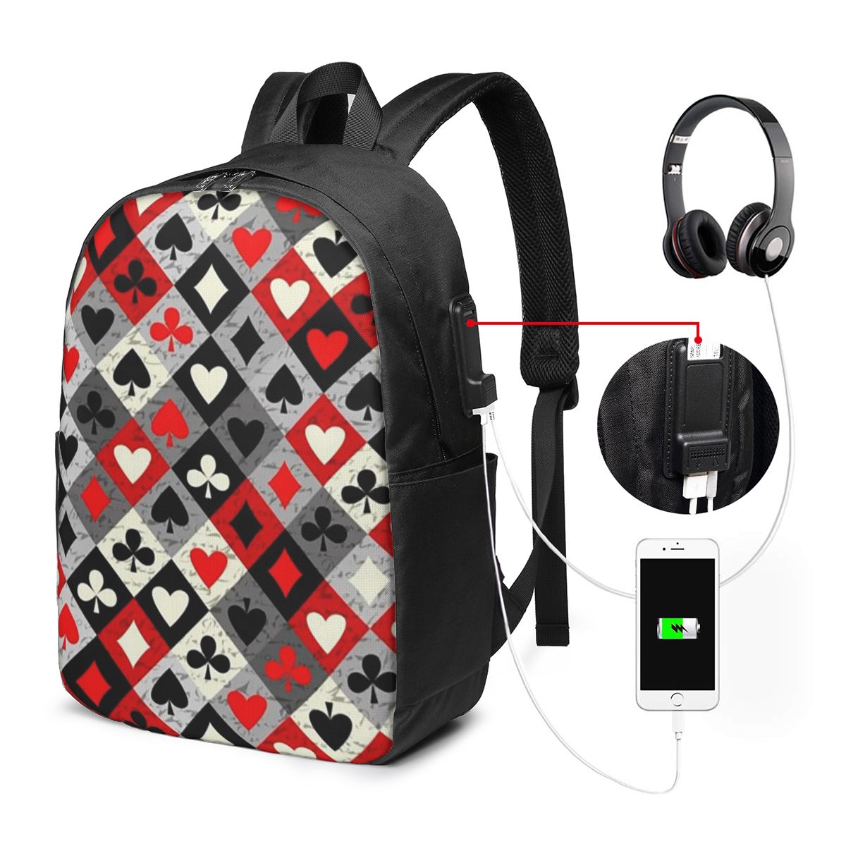 Playing Cards Poker Print Back - Women'S Bags Travel 评论和价格